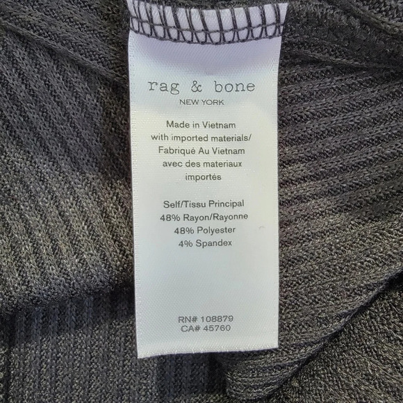 Rag & Bone Black Long Sleeve Ribbed Knit V Neck Shirt Light Sweater Size S - Picture 6 of 9